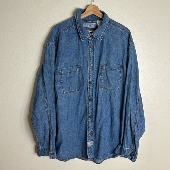 Vtg Levi’s Strauss oversized blue denim cotton button up shirt size 3XL - Picture 1 of 10